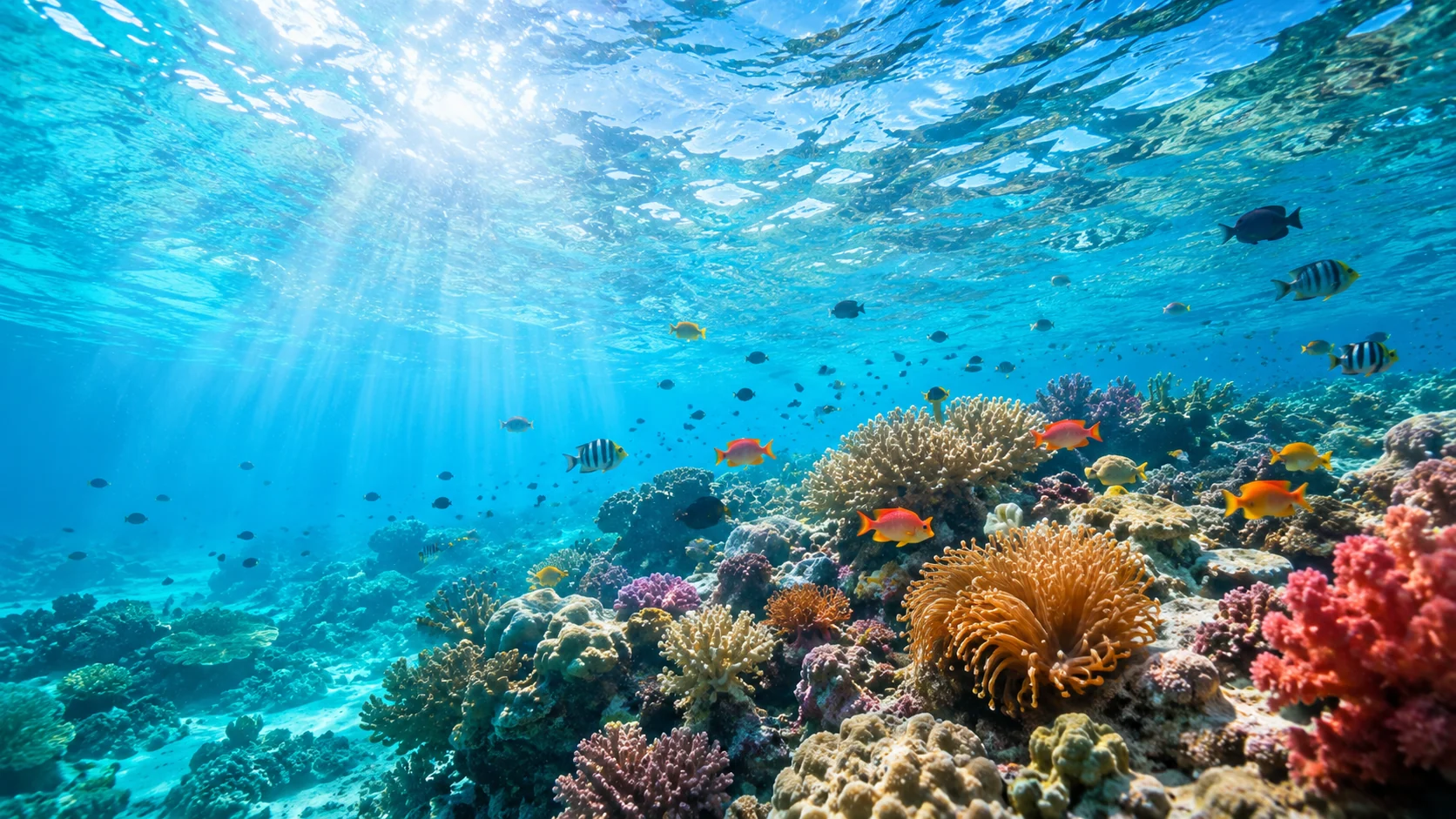 Reserva marina protegida con agua clara y vida marina